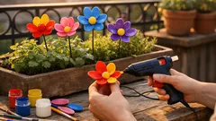 Wetterfeste DIY-Blumen aus Plastiklöffeln: einfache Upcycling-Deko für Balkon und Garten